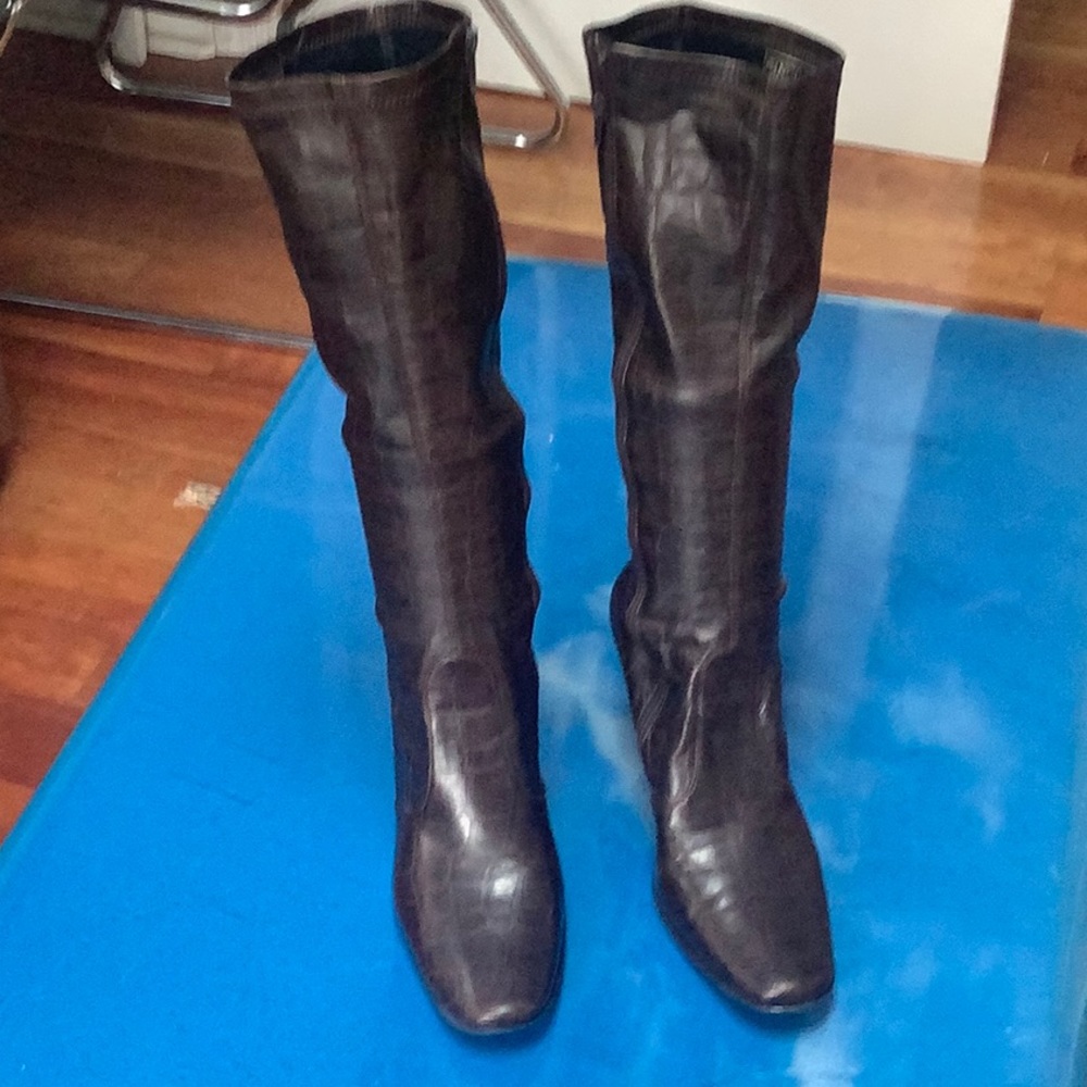Franco Sarto brown leather healed boots